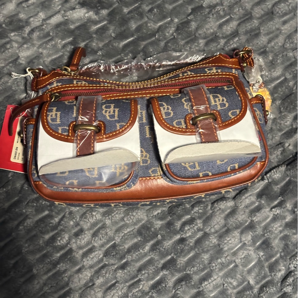 Dooney & Bourke Blue and Brown Shoulder Bag